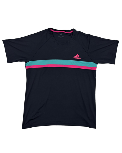 Adidas Climalite Black & Teal Performance Sports T-Shirt - L