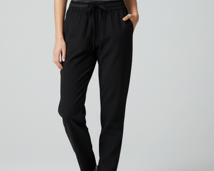 Zara Basic Black Drawstring Waist Trousers