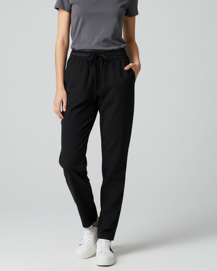 Zara Basic Black Drawstring Waist Trousers