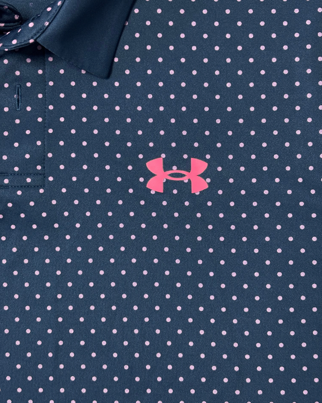 Under Armour Navy Blue & Pink Polka Dot Performance Polo Shirt