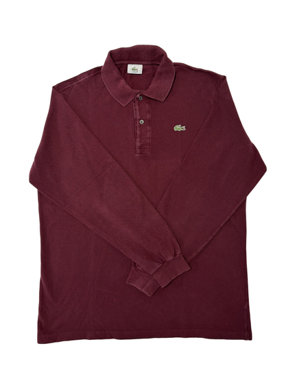 Lacoste Classic Fit Maroon Long-Sleeve Polo Shirt - L
