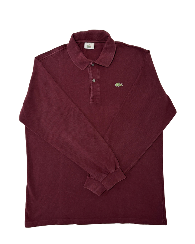 Lacoste Classic Fit Maroon Long-Sleeve Polo Shirt - L