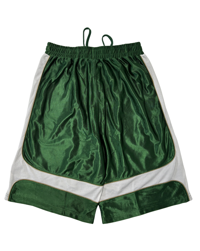 AND1 Retro Green & White Mesh Panel Basketball Shorts - M | Waist: 30"