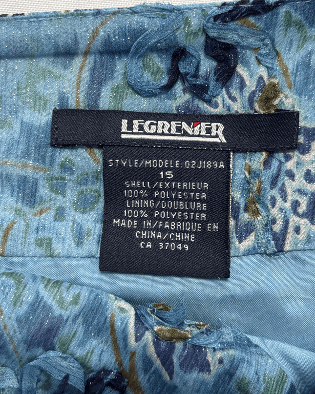 LeGrenier Boho Blue Floral Paisley Above Knee Skirt