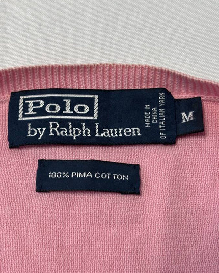 Ralph Lauren Pink V-Neck Pima Cotton Sweater
