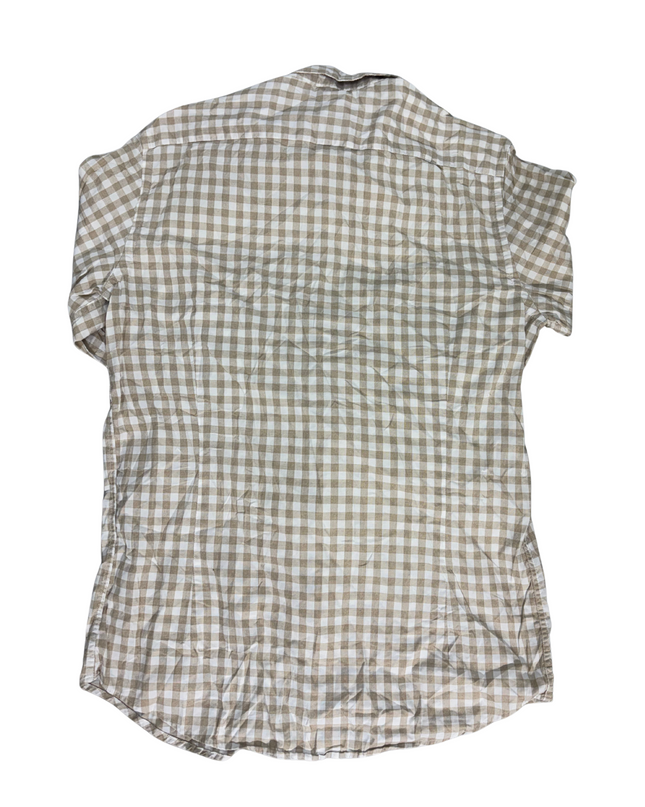 Massimo Dutti Beige Gingham Long Sleeve Shirt - M