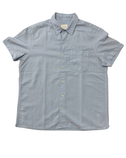 American Eagle Light Blue Short Sleeve Button-Up Linen Shirt - XL