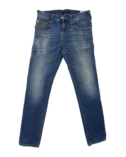 True Religion Rocco Relaxed Skinny Blue Distressed Jeans - L | Waist: 32"