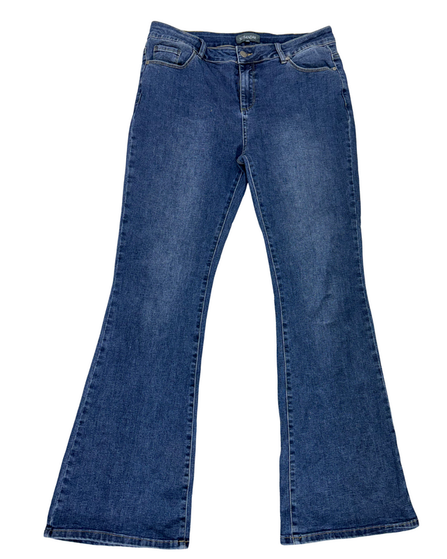 Sosandar Flared Boot-Cut Denim Jeans - XXL | Waist: 34"