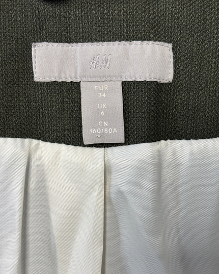 H&M Longline in Army Green Open-Front Blazer - XS