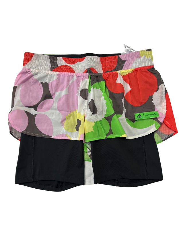 Adidas x Marimekko Floral Print Dual-Layer Running Shorts - M | Waist: 30"