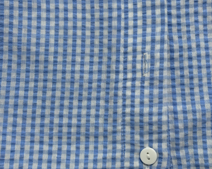 H&M Divided Blue & White Gingham Seersucker Cropped Shirt
