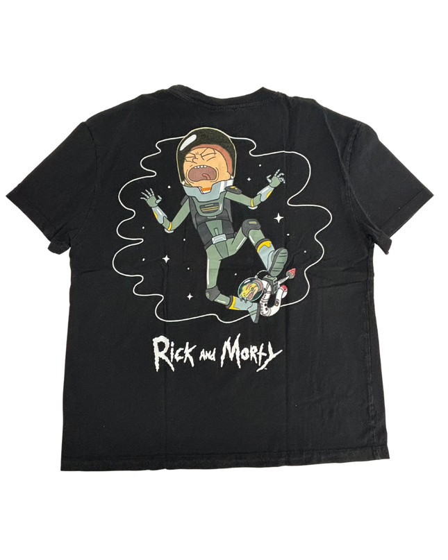 Rick and Morty Adult Swim Space Suit Black Graphic T-Shirt - L