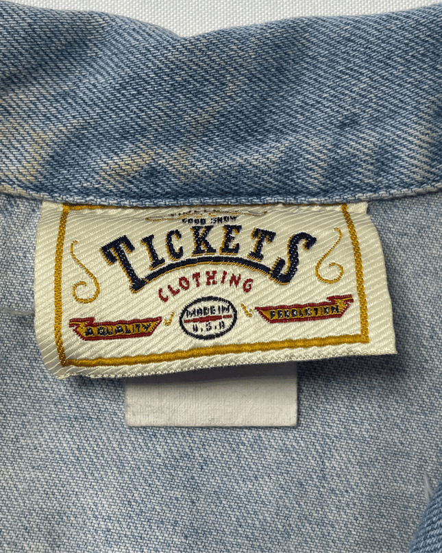 Tickets Clothing Vintage 90s Light Wash Denim Zip-Up Vest