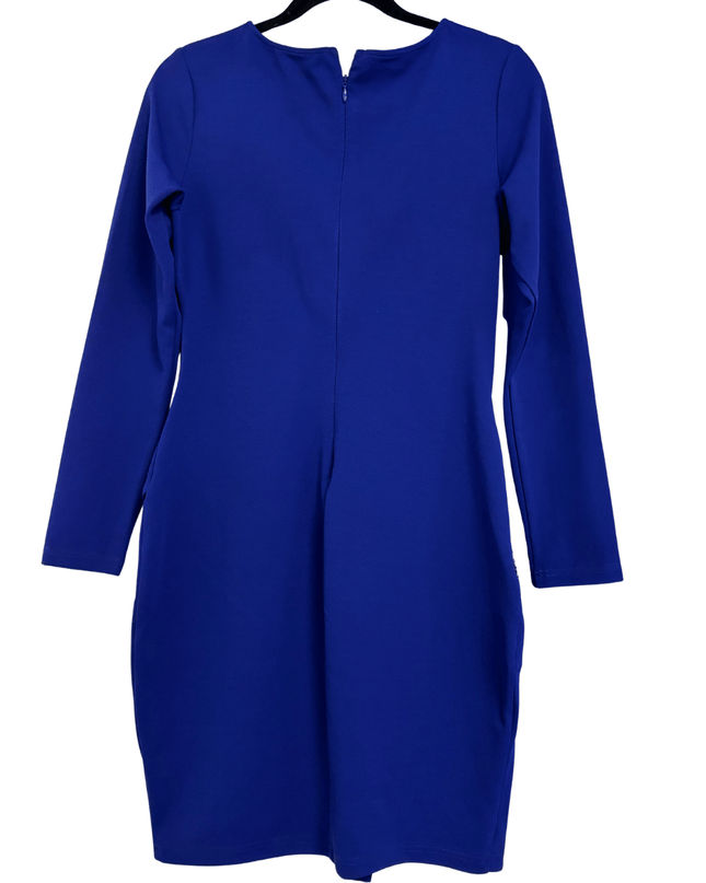 Ted Baker Royal Blue Wrap Front Zipper Detail Long Sleeve Mini Dress