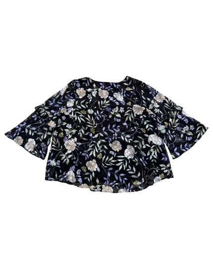 Calvin Klein Floral Flared Sleeve Sheer Blouse - XL
