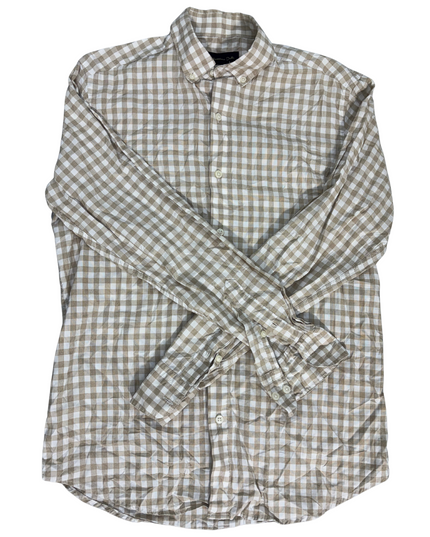Massimo Dutti Beige Gingham Long Sleeve Shirt - M