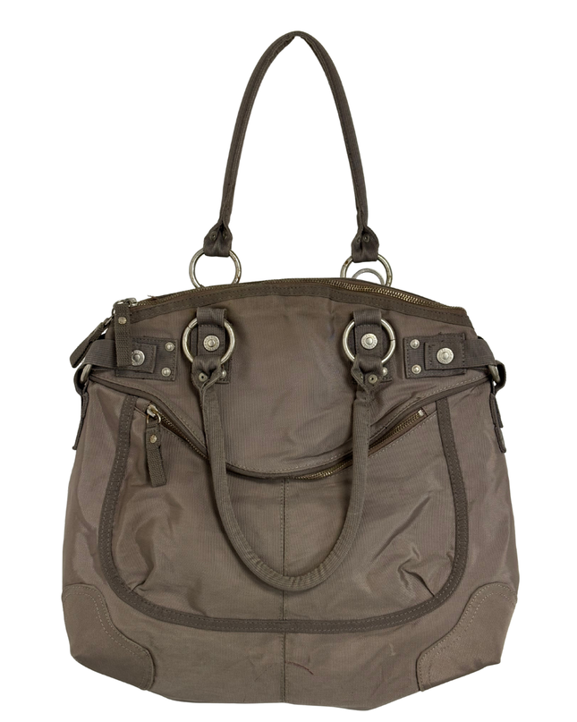 GEORGE GINA & LUCY Y2K Taupe Nylon Multi-Pocket Tote Bag