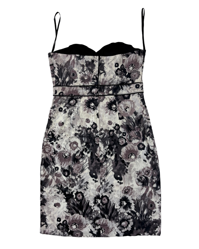 Ricki’s Monochrome Watercolor Floral Panel Bodycon Dress - XS