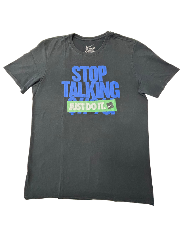 Nike Black "Stop Talking Just Do It" Graphic T-Shirt - M