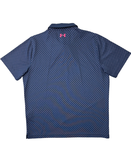 Under Armour Navy Blue & Pink Polka Dot Performance Polo Shirt