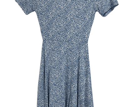 Pull&Bear Blue & White Ditsy Floral Ruffle Wrap Dress