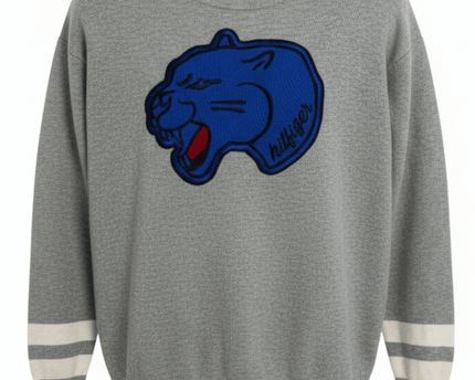 Tommy Hilfiger Grey Panther Patch Pima Cotton Crewneck Sweater