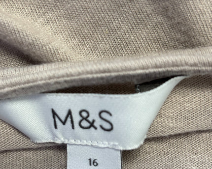 M&S Fawn Linen Blend Split Neck Tie Top