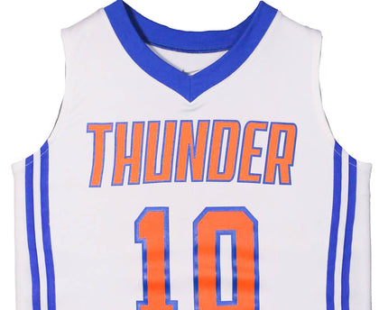 Nike Thunder #10 White & Blue Basketball Jersey