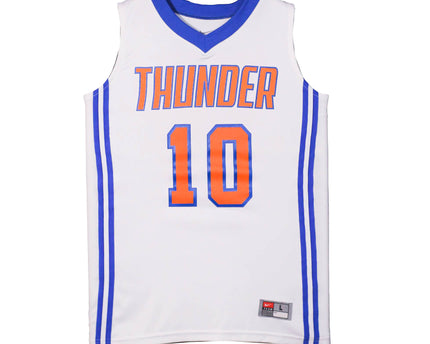 Nike Thunder #10 White & Blue Basketball Jersey
