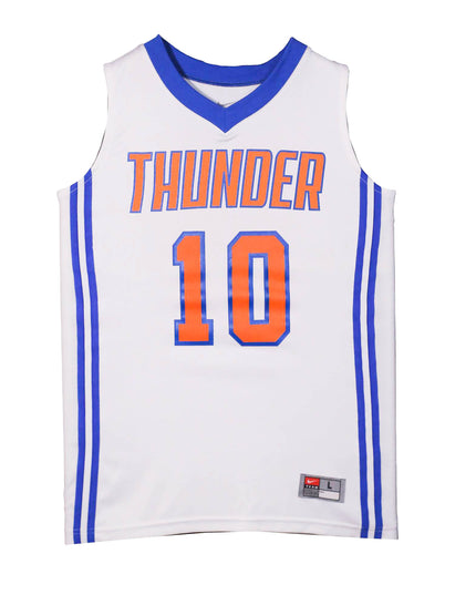 Nike Thunder #10 White & Blue Basketball Jersey