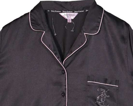 Juicy Couture Black Satin Rhinestone Sleep Shirt