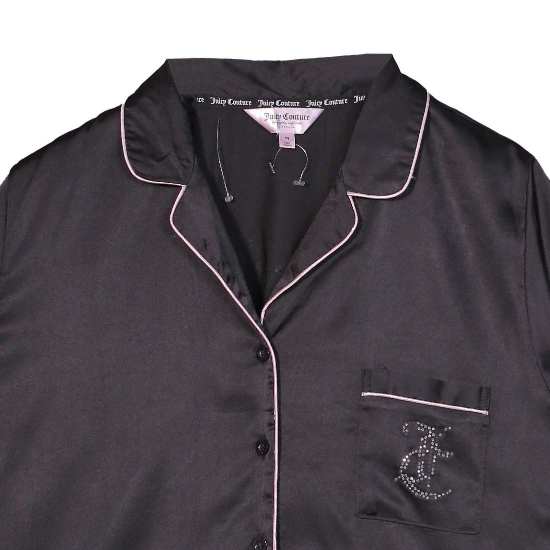 Juicy Couture Black Satin Rhinestone Sleep Shirt