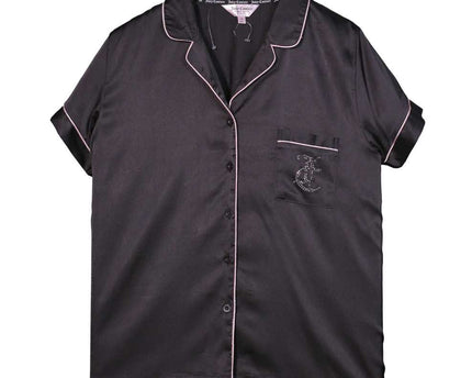Juicy Couture Black Satin Rhinestone Sleep Shirt