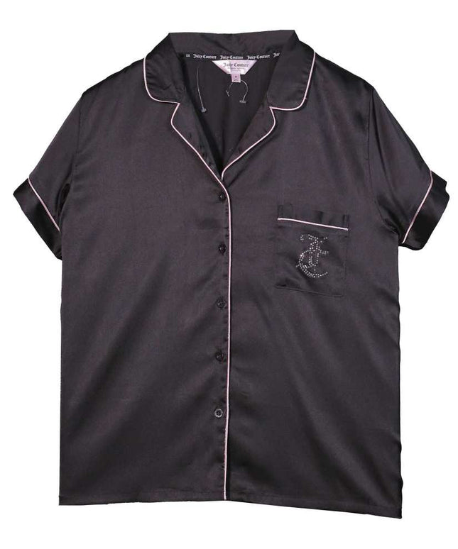 Juicy Couture Black Satin Rhinestone Sleep Shirt