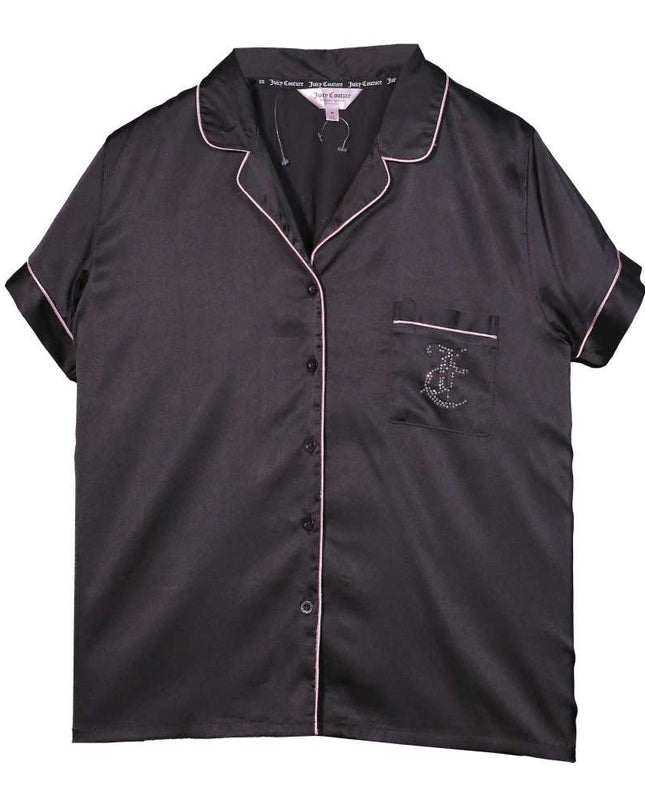 Juicy Couture Black Satin Rhinestone Sleep Shirt