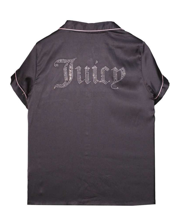 Juicy Couture Black Satin Rhinestone Sleep Shirt