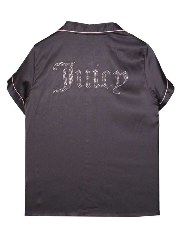 Juicy Couture Black Satin Rhinestone Sleep Shirt