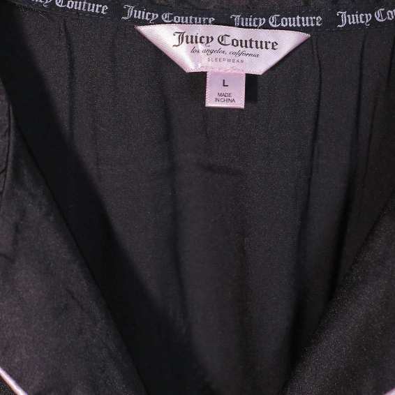 Juicy Couture Silver Studded Logo Satin Black Top