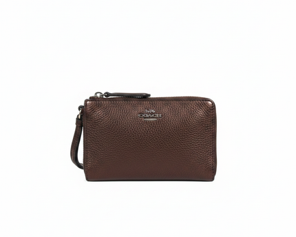 Coach Bronze Metallic Pebbled Leather Wristlet