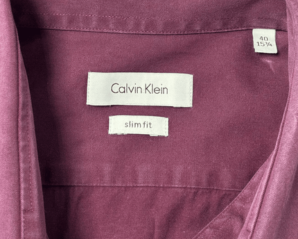 Calvin Klein Burgundy Slim Fit Dress Shirt