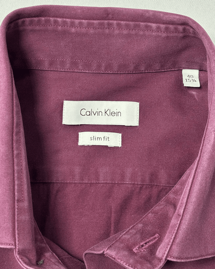 Calvin Klein Burgundy Slim Fit Dress Shirt