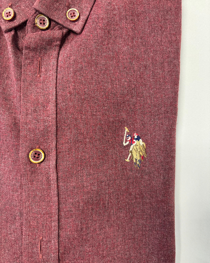 U.S. Polo Assn. Slim Fit Maroon Button-Up Oxford Shirt - S