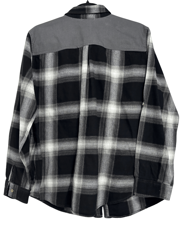 Decathlon Forclaz Travel 100 Black Plaid Flannel Trekking Hiking Shirt
