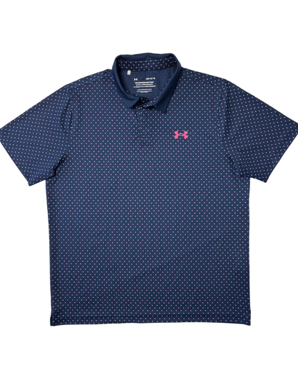 Under Armour Navy Blue & Pink Polka Dot Performance Polo Shirt