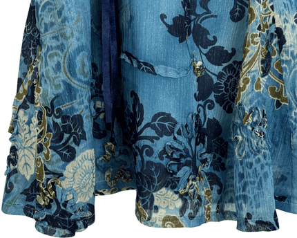 LeGrenier Boho Blue Floral Paisley Above Knee Skirt