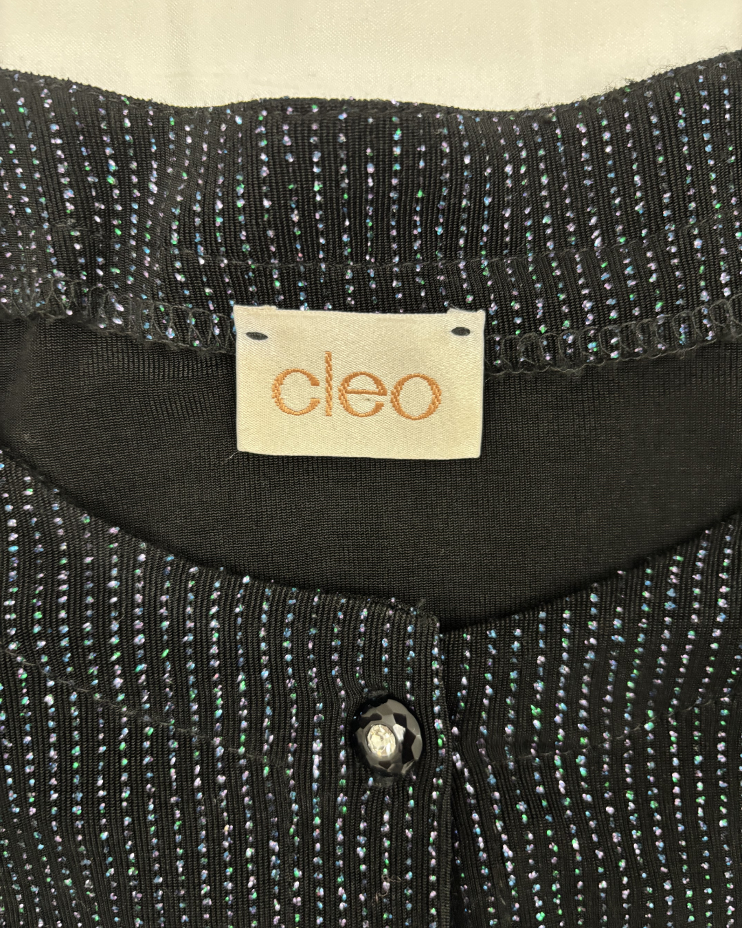 Cleo Black Metallic Striped Button-Up Cardigan - L
