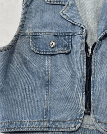 Tickets Clothing Vintage 90s Light Wash Denim Zip-Up Vest
