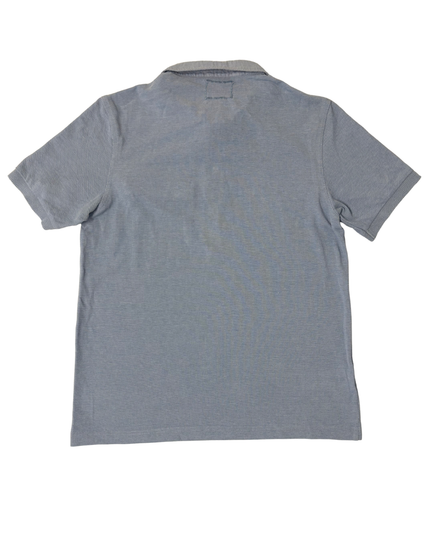 Fred Perry Chambray Collar Sky Blue Textured Polo Shirt - S
