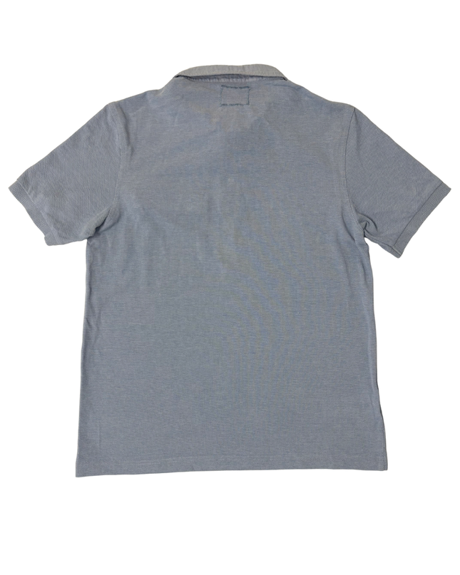 Fred Perry Chambray Collar Sky Blue Textured Polo Shirt - S